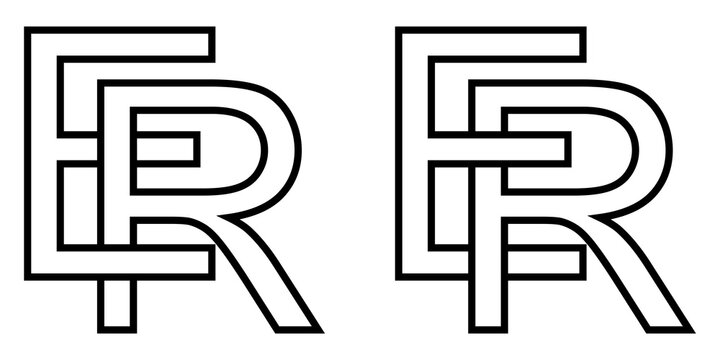 Logo sign er re icon sign interlaced letters R, E vector logo er, re first capital letters pattern alphabet e, r