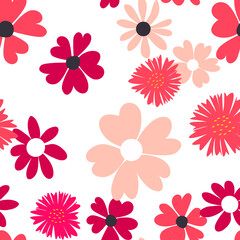 Seamless Pattern Background with Simple Flower Design Elements. Vector Illustration EPS10