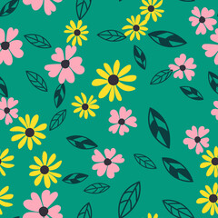 Seamless Pattern Background with Simple Flower Design Elements. Vector Illustration EPS10
