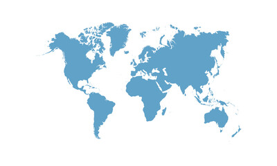 Fototapeta na wymiar World map on white background.