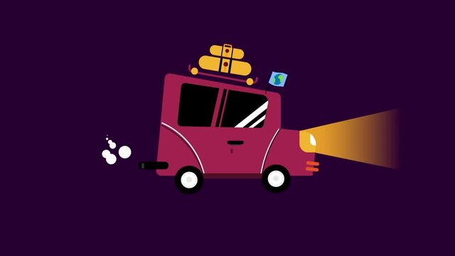 Night luggage car cartoon animation 