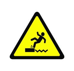 danger of falling sea sign