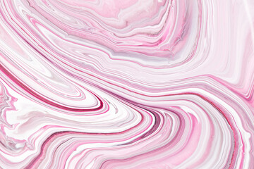 Fluid art texture. Abstract backdrop with iridescent paint effect. Liquid acrylic artwork with colorful mixed paints. Can be used for background or poster. Pink, gray and white overflowing colors