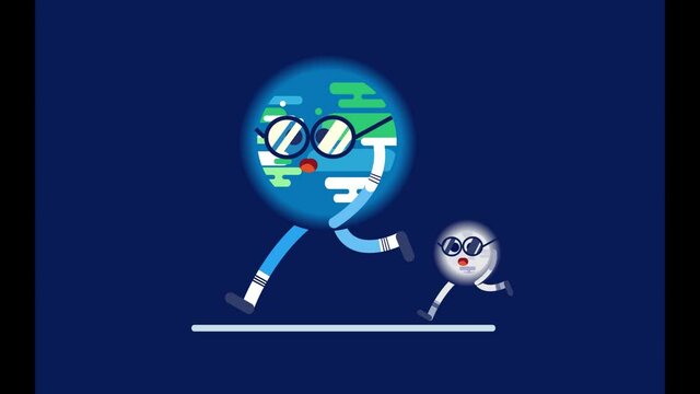 Earth and Moon running animation design