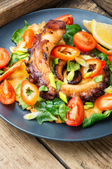 Octopus salad with vegetables