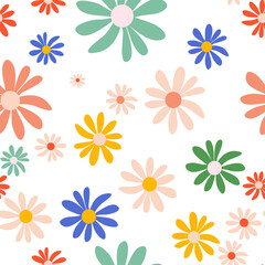 Fototapeta na wymiar Seamless Pattern Background with Simple Flower Design Elements. Vector Illustration EPS10