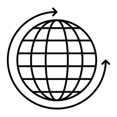 Vector Around the World Outline Icon Design