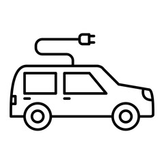 Vector Electric Car Outline Icon Design