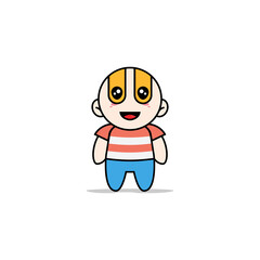 Cute boy character wearing superhero costume.