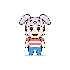 Cute boy character wearing rabbit costume.