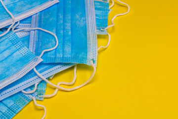 Close up and detail of medical hygienic mask, face protective surgical masks isolated.