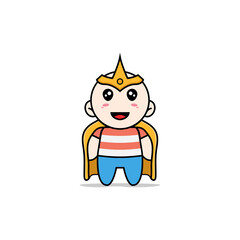 Cute boy character wearing superhero costume.