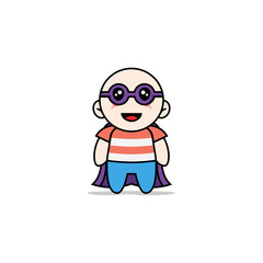 Cute boy character wearing superhero costume.