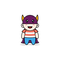 Cute boy character wearing superhero costume.