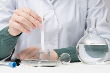 Scientist is analysing and testing a water concept.