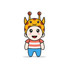 Cute boy character wearing giraffe costume.