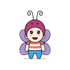 Cute boy character wearing butterfly costume.