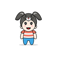 Cute boy character wearing rabbit costume.