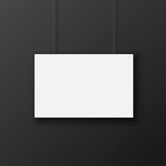 Vector Illustration White Blank Poster Frame Mock Up On Dark Black Background