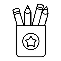 Vector Pencil Holder Outline Icon Design