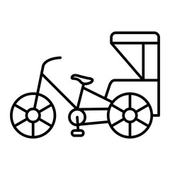 Vector Cycle Rickshaw Outline Icon Design