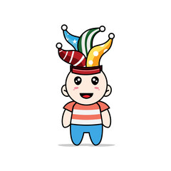 Cute boy character wearing birthday hat.