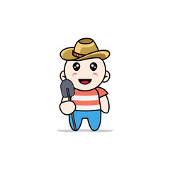 Cute boy character wearing breeder costume.