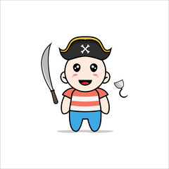Cute boy character wearing Pirate costume.