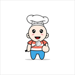 Cute boy character wearing chef costume.