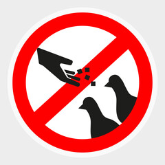 Do not feed the animals wildlife birds sign, vector illustration