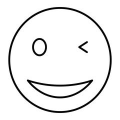 Vector Wink Outline Icon Design