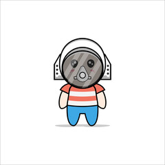 Cute boy character wearing astronaut costume.