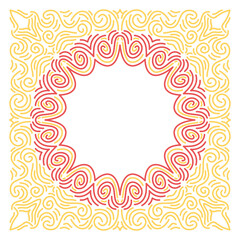 Ornate square frame of swirling floral lines.