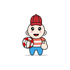 Cute boy character wearing Coast Guard costume.