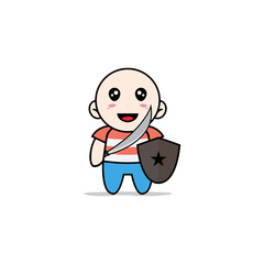 Cute boy character wearing fighter costume.