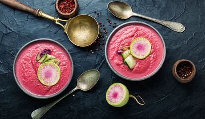 Summer beetroot and daikon soup