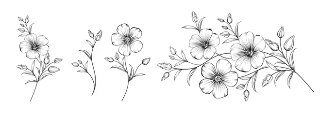 Satz verschiedene Blumenleinen auf weißem Hintergrund. © Kotkoa