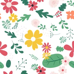Foto op Canvas Seamless Pattern Background with Simple Flower Design Elements. Vector Illustration EPS10 © olegganko