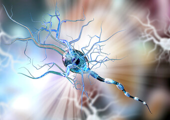 3d illustration of nerve cells, neurons, concept for Neurological Diseases, tumors and brain surgery.- 412867254
