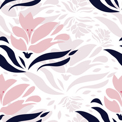 Seamless pink orchid pattern. Floral pattern.