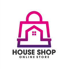 House Shopping logo design template, smart shopping online logo vector icon illustration.