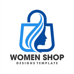 Fototapeta premium Creative Women Shopping logo, Fashion shopping for women