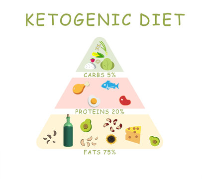Food pyramid on white background, illustration. Ketogenic diet