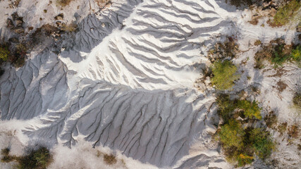 aerial view of white chalk cliffs . drone shot