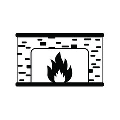 vector fireplace in the house. flat image of a fireplace with a flame. warmth and comfort in the house. interior with fireplace