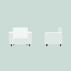 Fototapeta premium vector soft chair. flat image of a chair on both sides. front view on armchair and armchair side view.