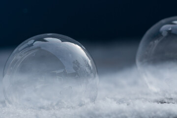 Frozen Soap Bubble on a cold winter morining