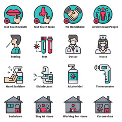 Coronavirus Related Icons Vector Illustration