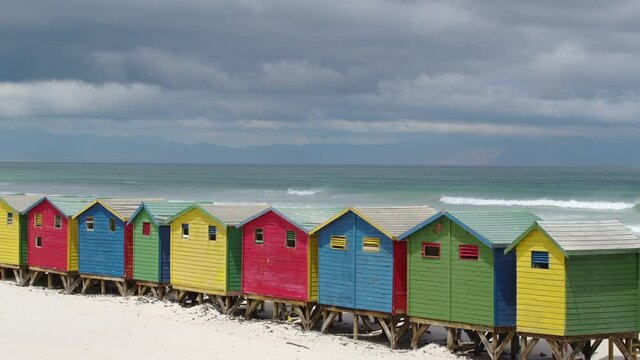 Colorful beach huts at Muizenberg near Cape Town, South Africa