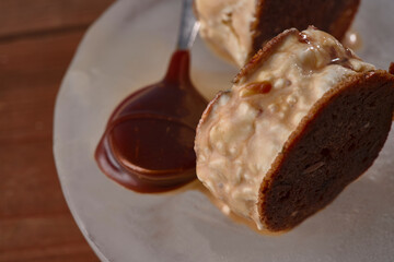 Sourdough ice cream sandwich with salted caramel